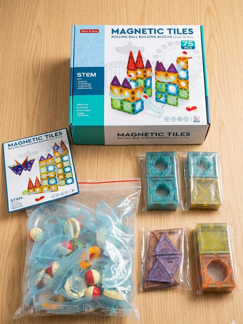 Magnetic tiles - 75 pieces